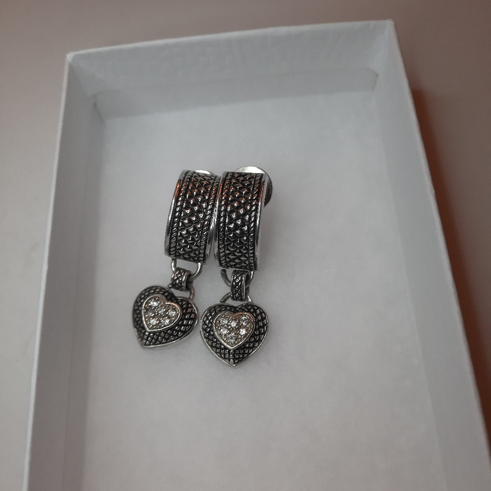 Vintage, Sterling Silver Heart Earrings
